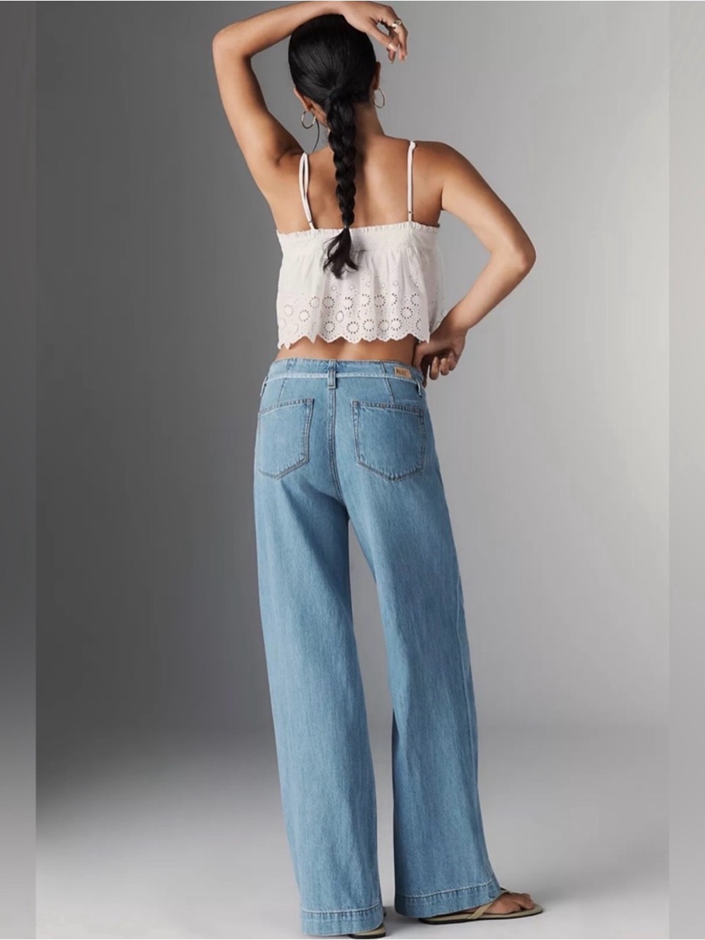 PAIGE Light Blue Wide Leg Jeans - Picture 6 of 10